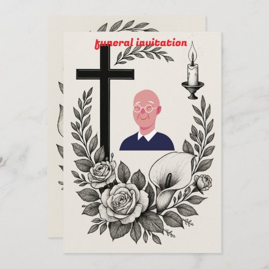 Uitnodiging voor religieuze begrafenis (Voorkant / Achterkant)