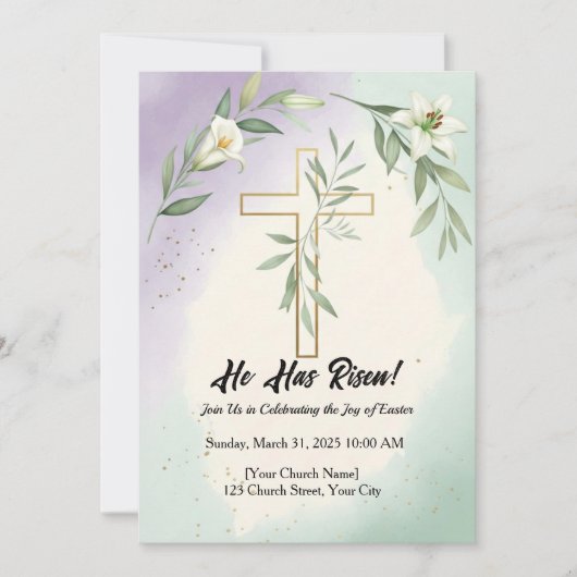 Uitnodiging voor religieuze paasdienst (Voorkant)