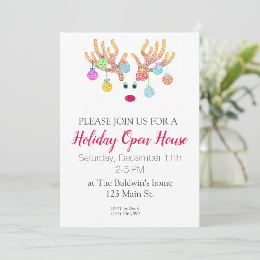 Uitnodiging voor rendieren en siervoorwerpen (Staand voorkant)