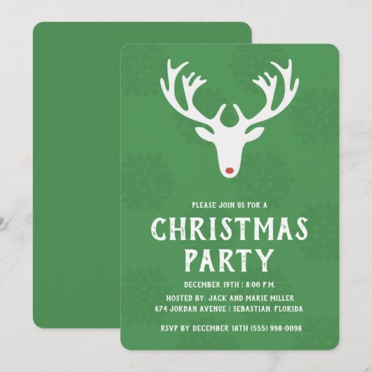 Uitnodiging voor rendierkerstfeestdagen (Voorkant / Achterkant)