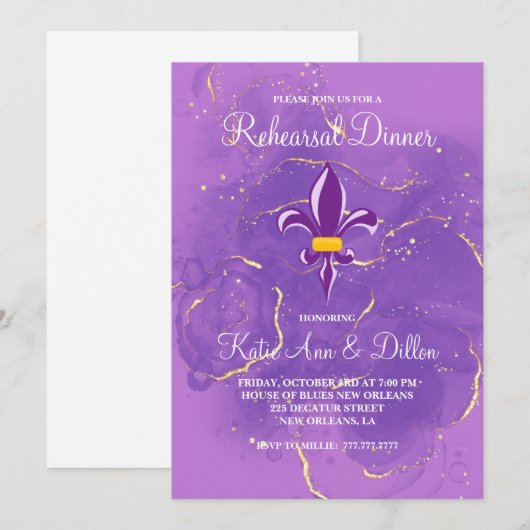 Uitnodiging voor repetitie-diner in New Orleans (Voorkant / Achterkant)