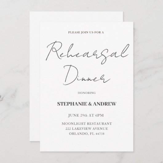 Uitnodiging voor repetitie voor zwarte en witte br (Voorkant / Achterkant)