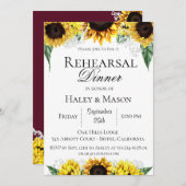 Uitnodiging voor repetitiediner op zonnebloemveld (Voorkant / Achterkant)