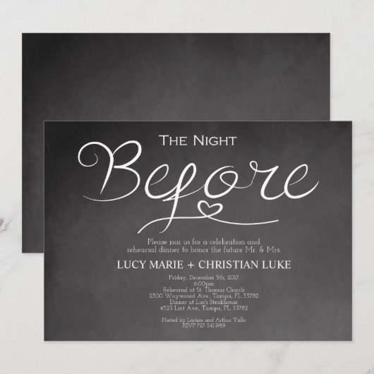 Uitnodiging voor repetitiediner, repetitie, school (Voorkant / Achterkant)