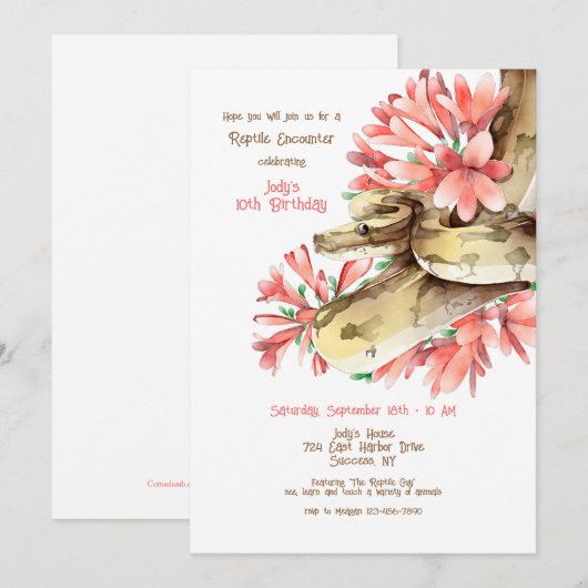 uitnodiging voor reptielenontmoeting (Voorkant / Achterkant)