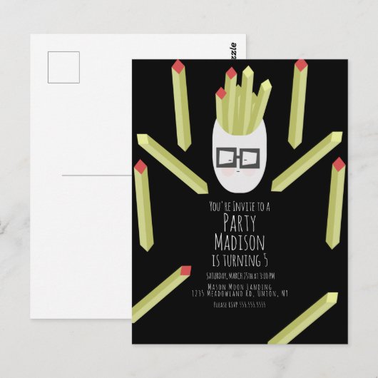 Uitnodiging voor restaurants in Cute Fries (Voorkant / Achterkant)