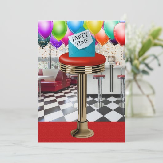 Uitnodiging voor Retro Bar Stool (Staand voorkant)