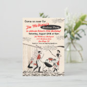 Uitnodiging voor  Retro Barbecue Party (Staand voorkant)