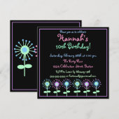 Uitnodiging voor Retro Bloemen (Voorkant / Achterkant)