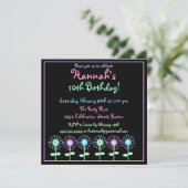 Uitnodiging voor Retro Bloemen (Staand voorkant)