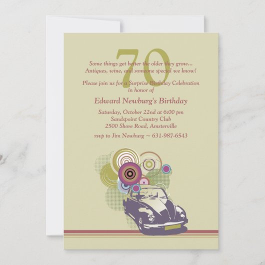 Uitnodiging voor Retro Car (Voorkant)