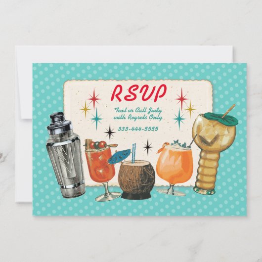 Uitnodiging voor Retro Cocktailparty (Achterkant)