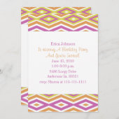 Uitnodiging voor Retro Diamond Print Party (Voorkant / Achterkant)