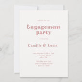 Uitnodiging voor Retro Dusty roos Engagement Party (Voorkant)