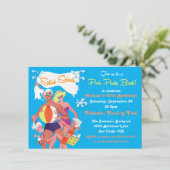 Uitnodiging voor Retro Family Pool (Staand voorkant)