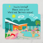 Uitnodiging voor Retro Gay Pool (Voorkant / Achterkant)