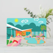 Uitnodiging voor Retro Gay Pool (Staand voorkant)