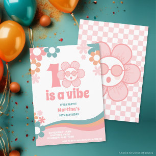Uitnodiging voor Retro Girl's 10e verjaardagsfeest