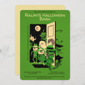  uitnodiging voor Retro Halloween-partij (Voorkant / Achterkant)