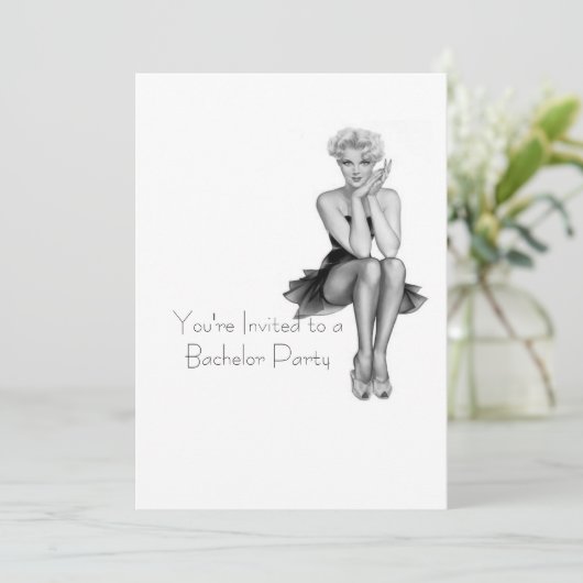 Uitnodiging voor Retro Jonggezellenfeest Sjabloon (Staand voorkant)