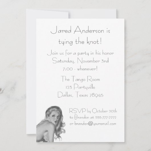 Uitnodiging voor Retro Jonggezellenfeest Sjabloon (Achterkant)