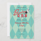 Uitnodiging voor Retro Logo Bowling Night (Voorkant)