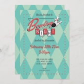 Uitnodiging voor Retro Logo Bowling Night (Voorkant / Achterkant)