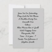 Uitnodiging voor retro stijl vrijgezellenfeest (Achterkant)