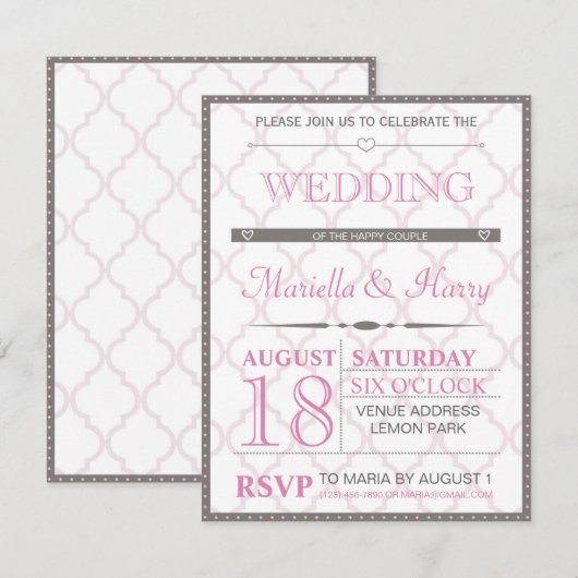 Uitnodiging voor Retro Wedding (Voorkant / Achterkant)