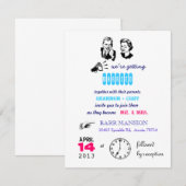 Uitnodiging voor Retro Wedding (Voorkant / Achterkant)
