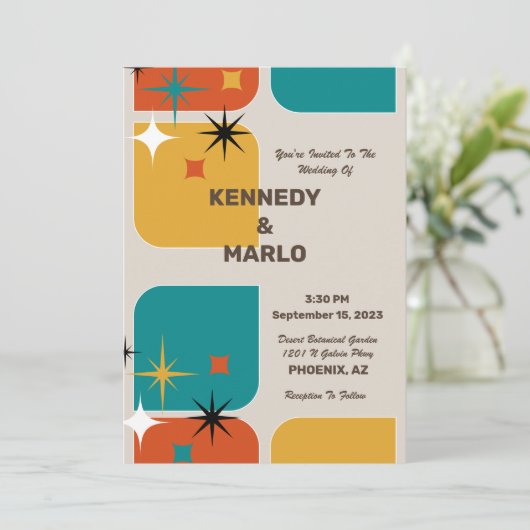 Uitnodiging voor Retro Wedding (Staand voorkant)