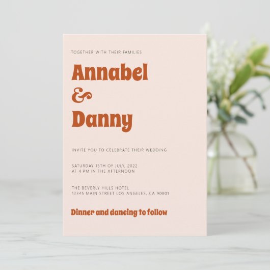 Uitnodiging voor Retro Wedding (Staand voorkant)