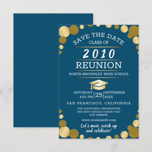 Uitnodiging voor reünie op elk jaar klasse (Voorkant / Achterkant)