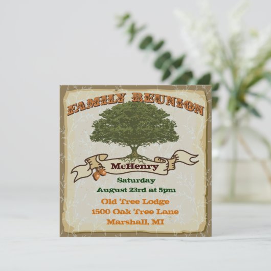 Uitnodiging voor reünie over reünie uit de rotsfam (Staand voorkant)