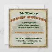 Uitnodiging voor reünie over reünie uit de rotsfam (Achterkant)