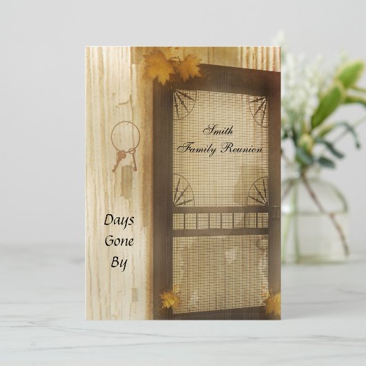 Uitnodiging voor reünie over scherm van deur