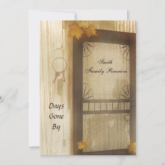 Uitnodiging voor reünie over  scherm van deur (Voorkant)