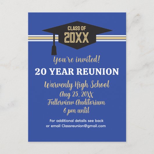 Uitnodiging voor reünie! Stuur een Class Reunion B (Voorkant)