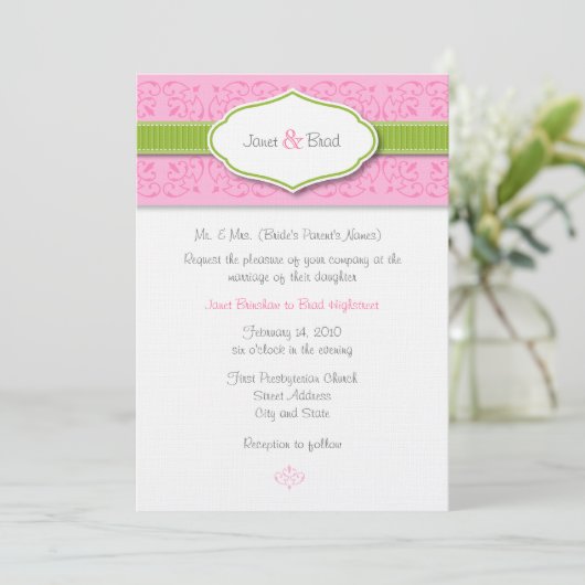 Uitnodiging voor ribbon en zegelhuwelijk (Staand voorkant)