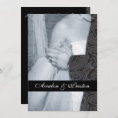 Uitnodiging voor ribbon van Vellum Scroll Damask (Voorkant / Achterkant)