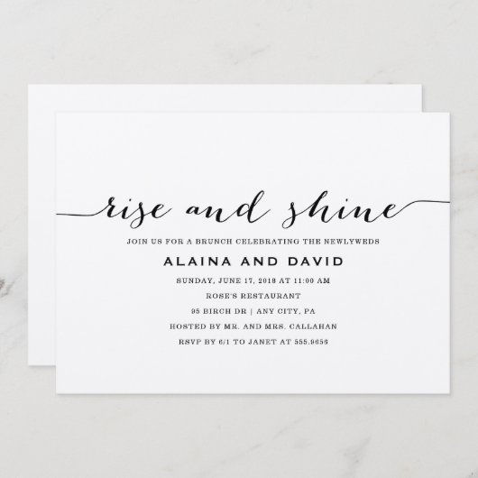 Uitnodiging voor Rise and Shine Brunch - Kraft (Voorkant / Achterkant)