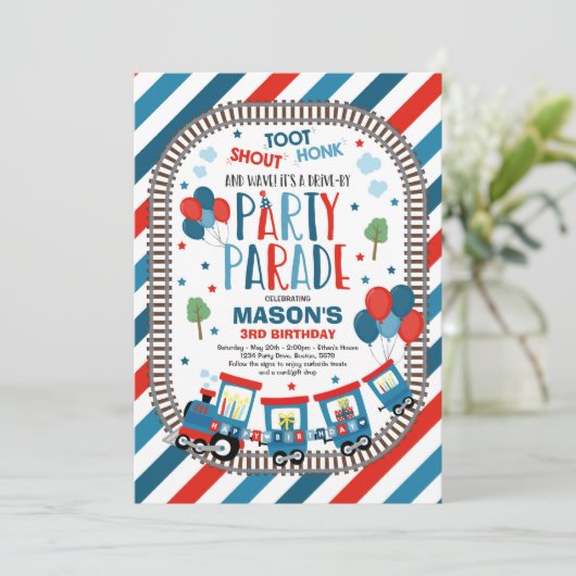 Uitnodiging voor rit langs verjaardagsparade Choo  (Staand voorkant)