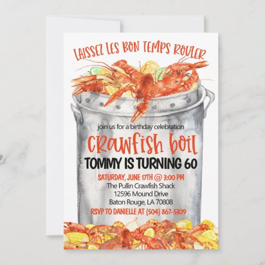 Uitnodiging voor rivierkreeft koken (Voorkant)