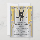 Uitnodiging voor Roaring 20's Art Deco Charleston- (Voorkant)