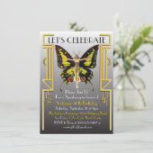 Uitnodiging voor Roaring Twenties Art Deco Flapper (Staand voorkant)