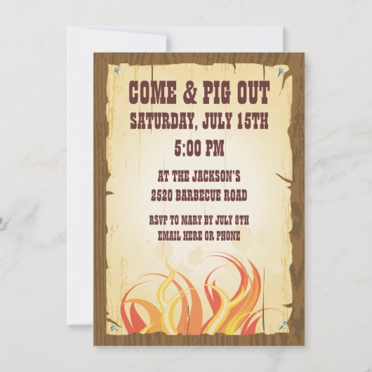 Uitnodiging voor roast party pig (Achterkant)