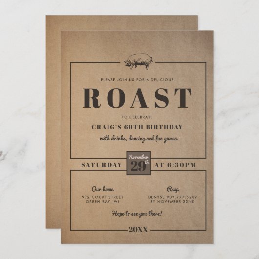 Uitnodiging voor roastfeestje (Voorkant / Achterkant)