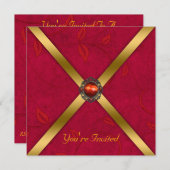 Uitnodiging voor Robijn Rood Feest (Voorkant / Achterkant)