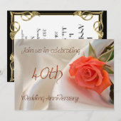 Uitnodiging voor robijnen huwelijksfeest (Voorkant / Achterkant)