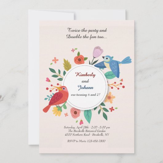 Uitnodiging voor Robin & Blue Jay (Voorkant)